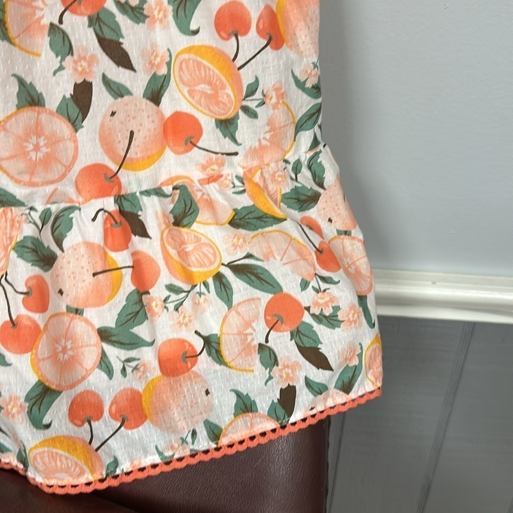 NWT Isaac Mizrahi peach orange, green,  & white, Fruits sun dress. Size 12 US. - Picture 7 of 11